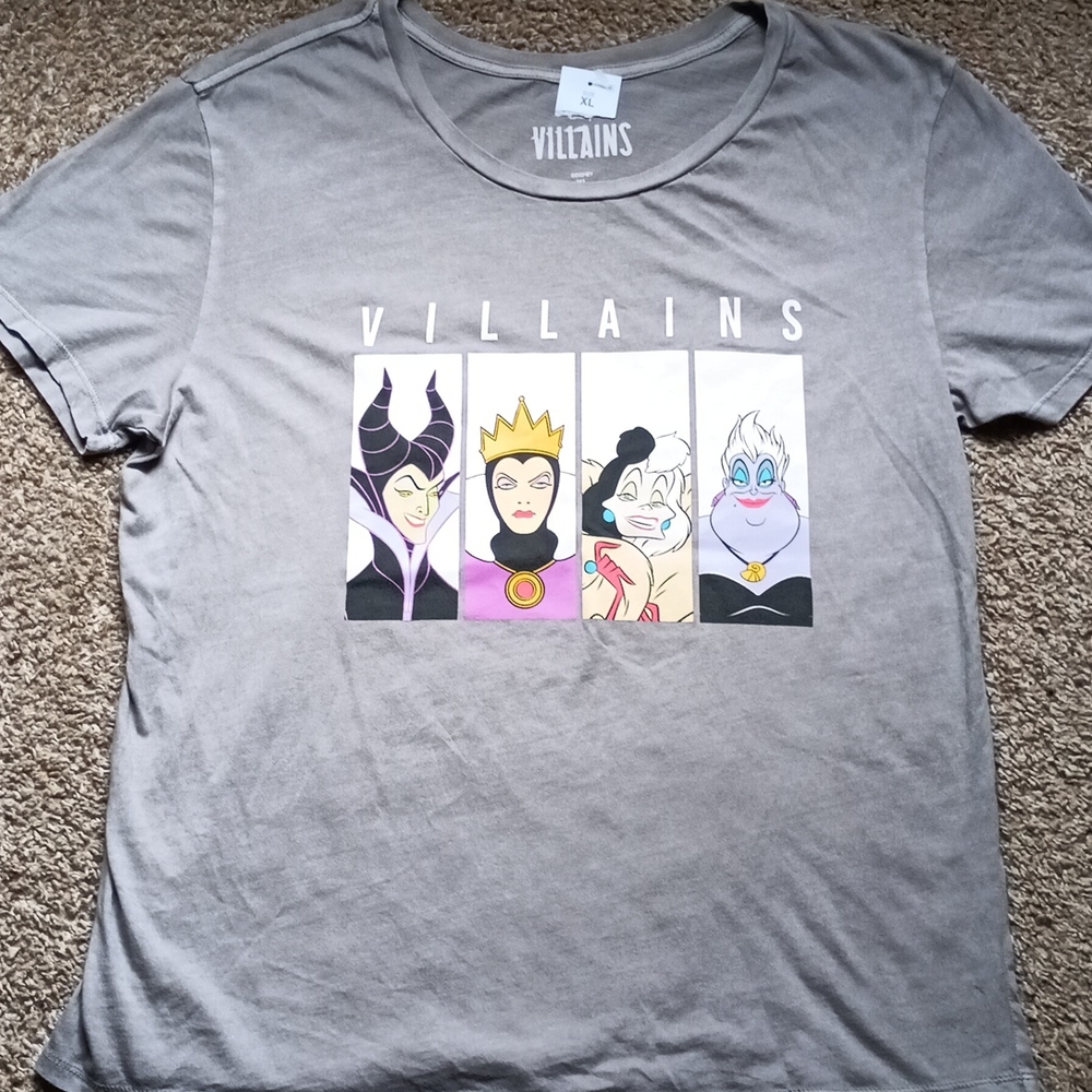 Disney Villains T-shirt, Gray , XL